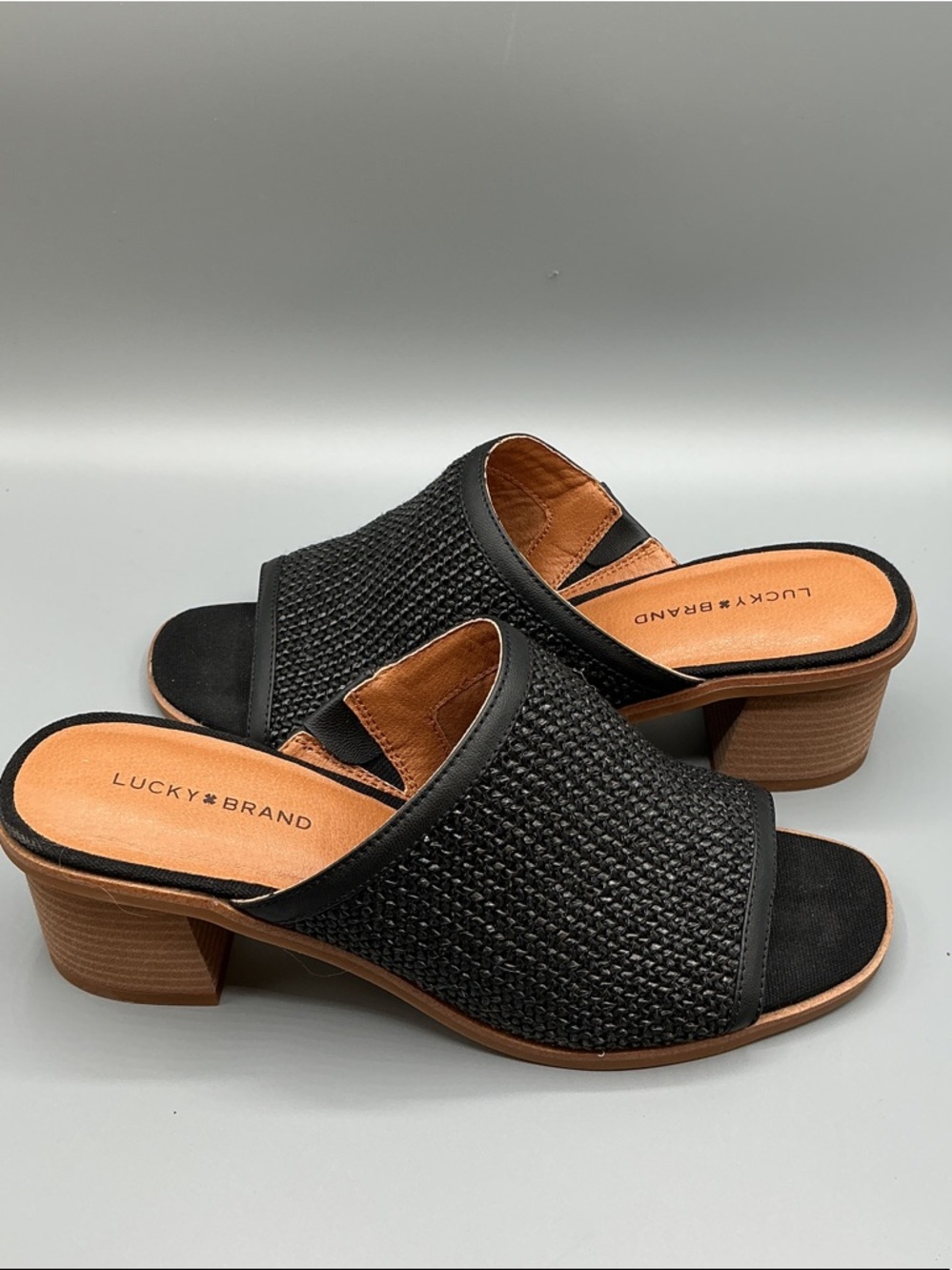 Lucky Brand Lenira Slide Sandal Black Woven Slide Mules, size 9 - Picture 3 of 6